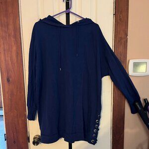 Woman Within Size 18/20 Blue Sweater Dress with Hood